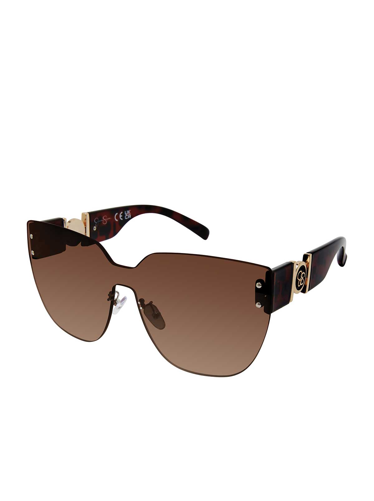 Rimless Cat Eye Shield Sunglasses in Tortoise | Jessica Simpson Accessories
