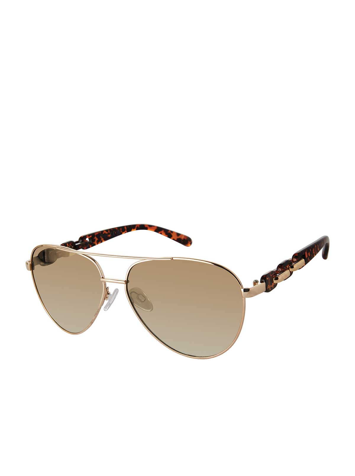 Metal Aviator Pilot Sunglasses in Gold & Leopard | Jessica Simpson Accessories