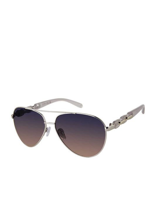 Metal Aviator Pilot Sunglasses in Silver | Jessica Simpson Accessories