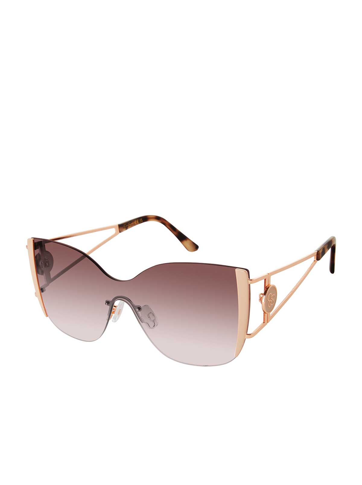 Metal Cat Eye Shield Sunglasses in Rose Gold | Jessica Simpson Accessories
