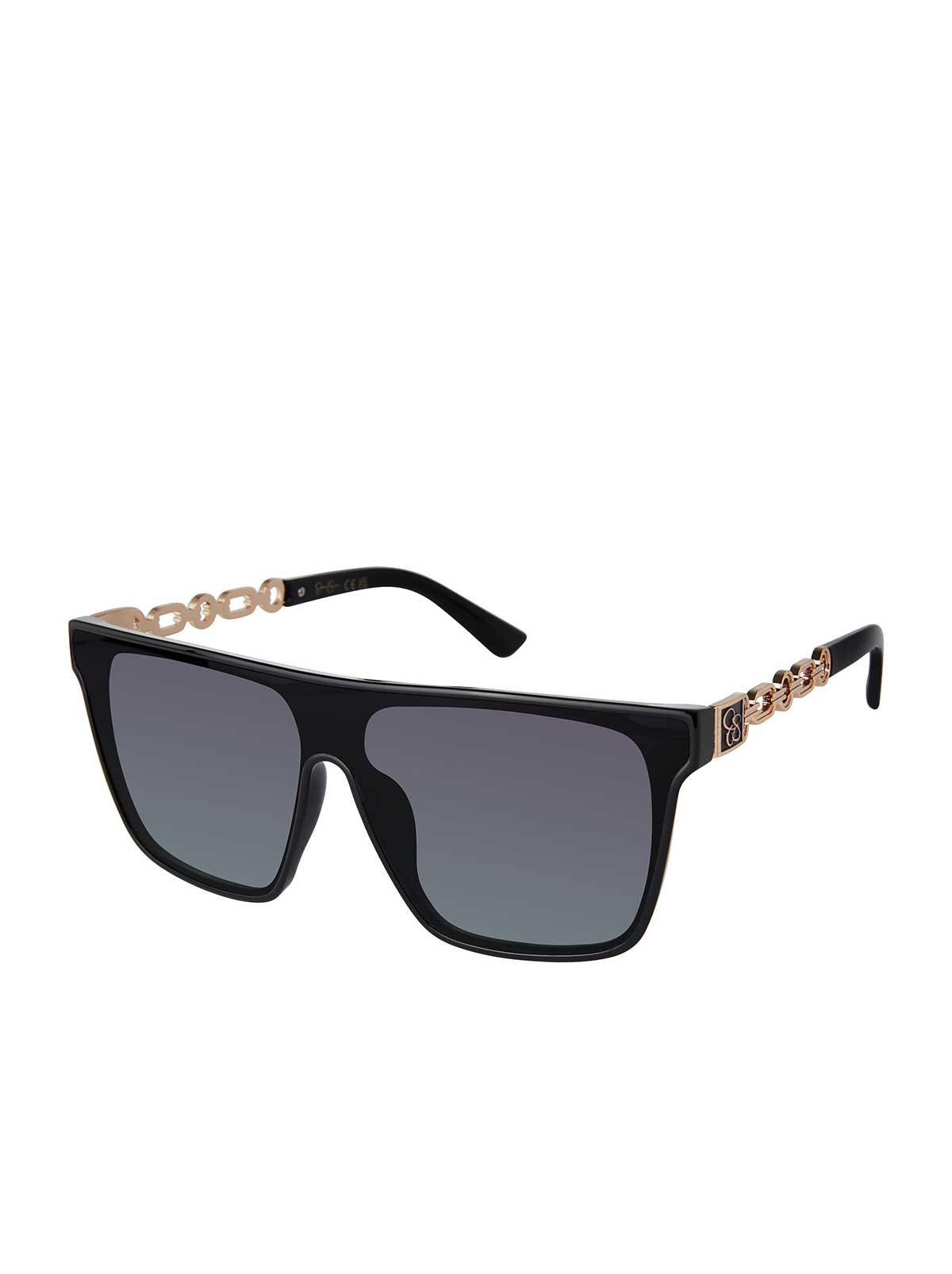 Metal Square Shield Sunglasses in Black | Jessica Simpson Accessories