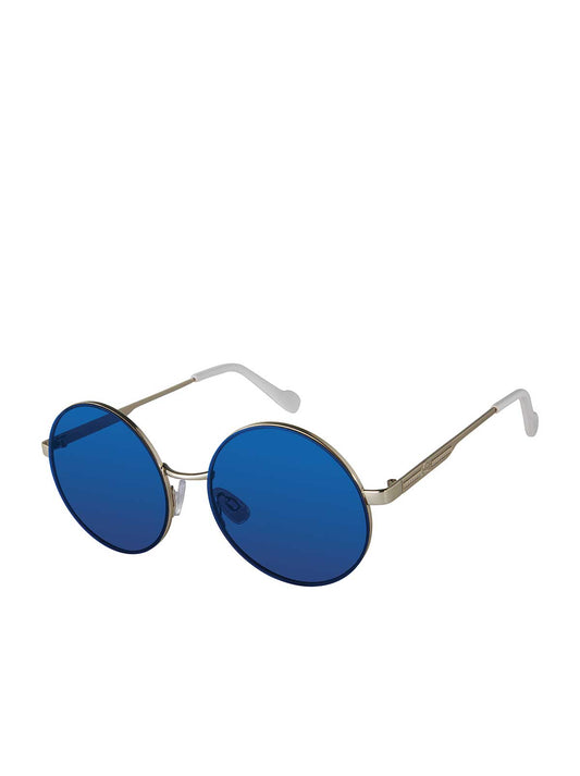 Vintage Metal Round Sunglasses in Silver & Blue | Jessica Simpson Accessories