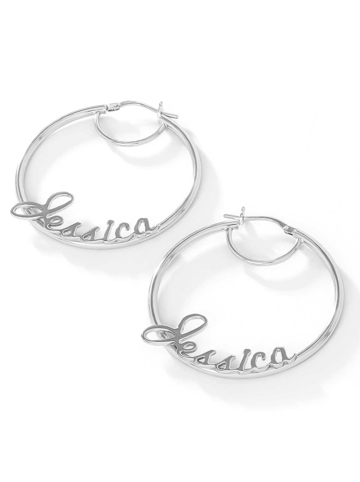Personalized Hoop Earrings in Sterling Silver | Jessica Simpson Accessories