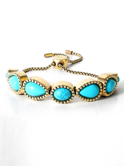 Turquoise Stone Slider Bracelet in Gold | Jessica Simpson Accessories