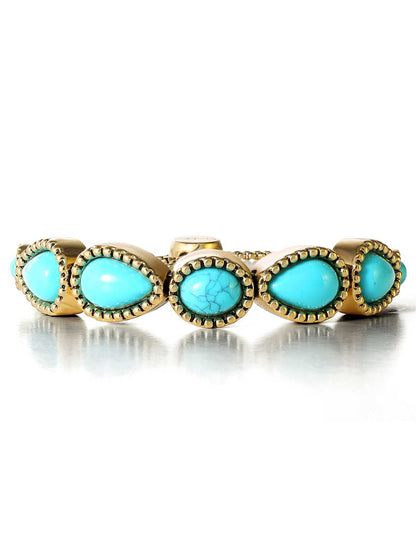 Turquoise Stone Slider Bracelet in Gold | Jessica Simpson Accessories