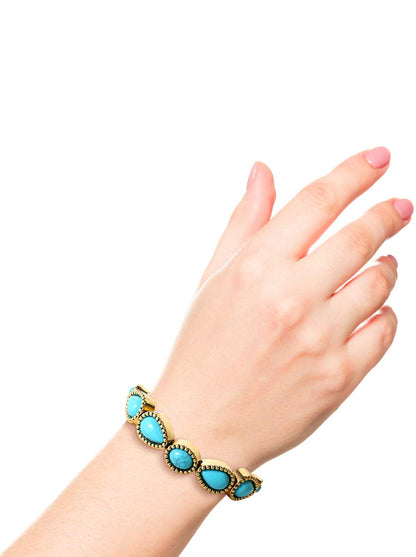 Turquoise Stone Slider Bracelet in Gold | Jessica Simpson Accessories