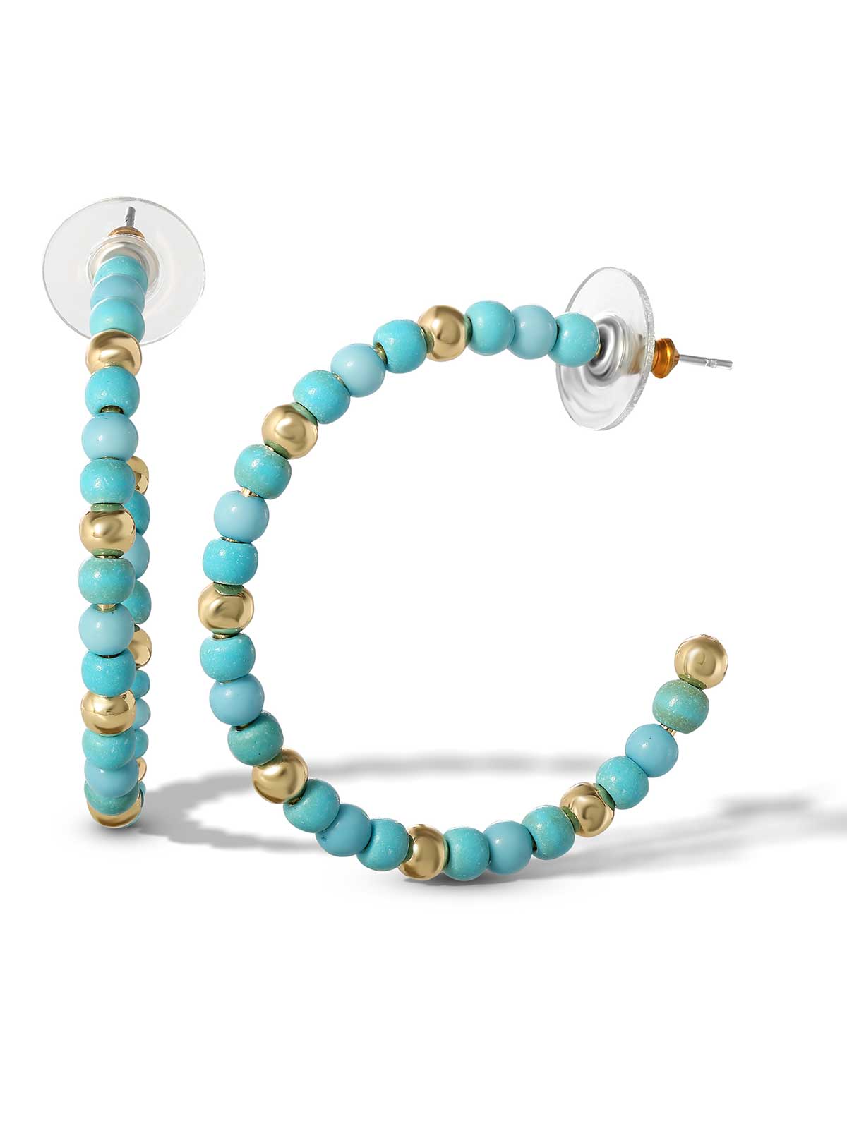 Turquoise Bead Hoop Earrings in Gold | Jessica Simpson Accessories
