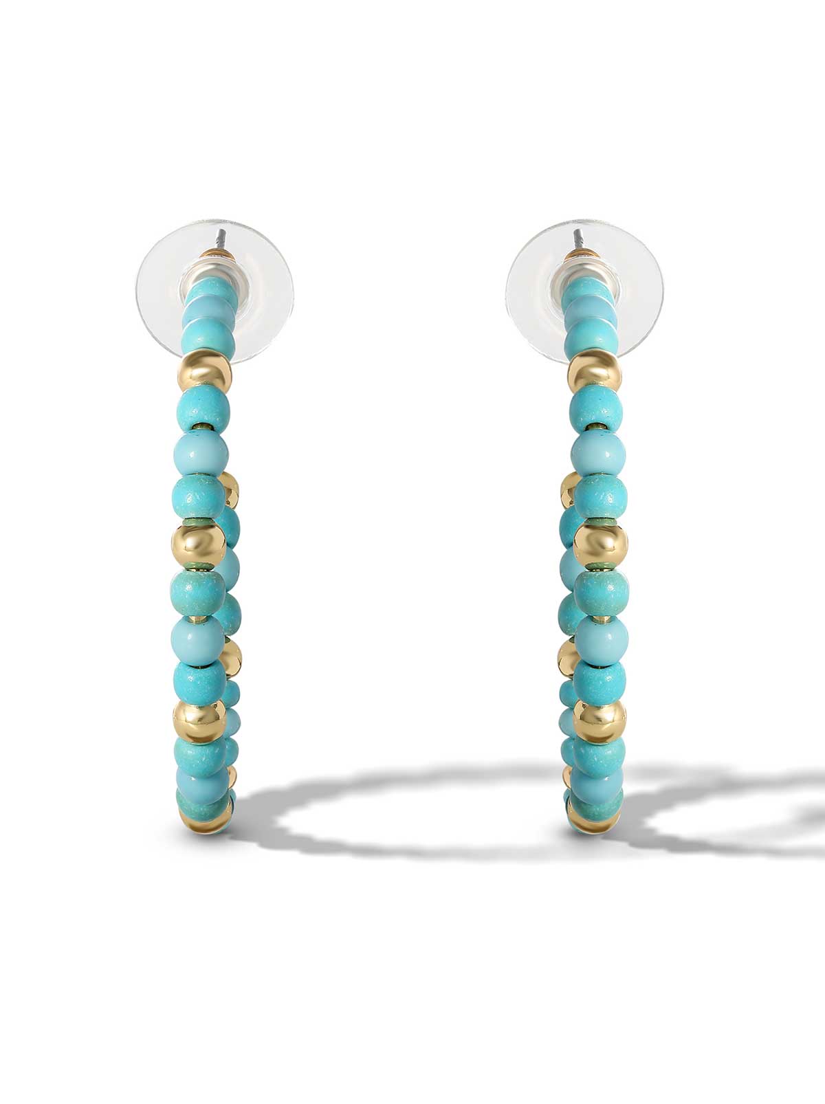 Turquoise Bead Hoop Earrings in Gold | Jessica Simpson Accessories