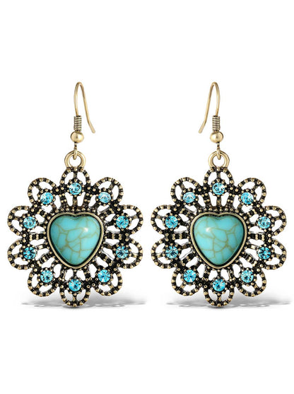 Turquoise Stone Ornate Heart Earrings | Jessica Simpson Accessories