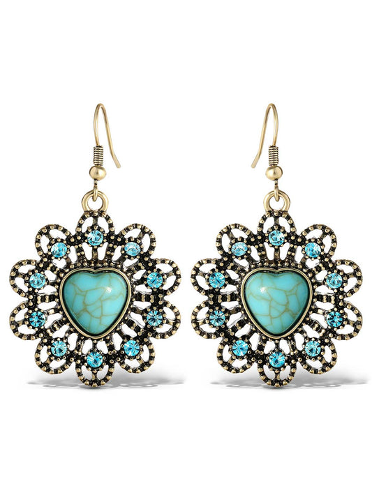 Turquoise Stone Ornate Heart Earrings | Jessica Simpson Accessories