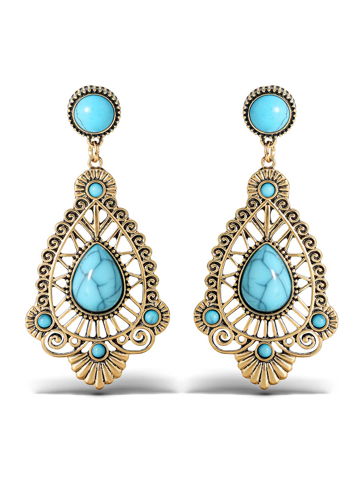 Turquoise Stone Filigree Earrings | Jessica Simpson Accessories