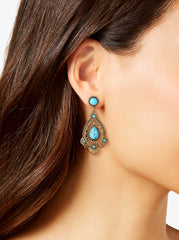 Turquoise Stone Filigree Earrings | Jessica Simpson Accessories