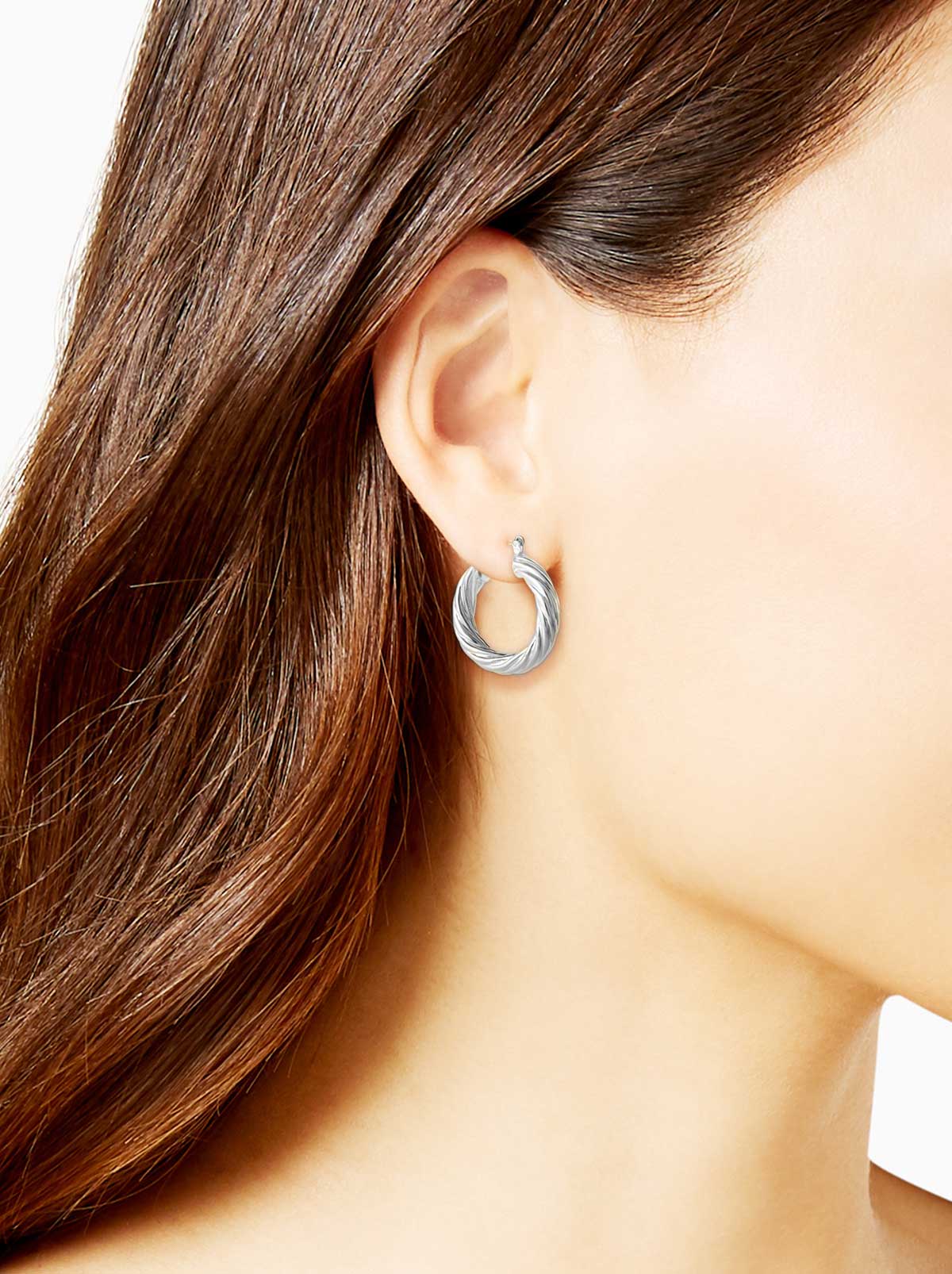 Thick Twisted Hoop Earrings in Silver | Jessica Simpson Accessories