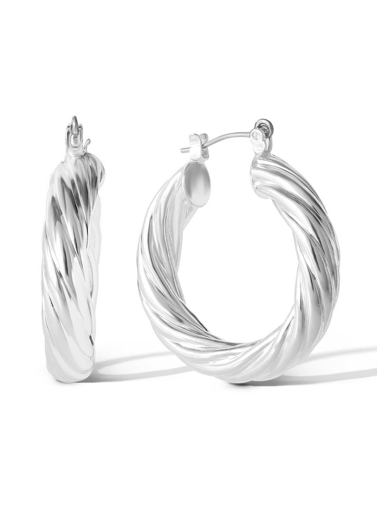 Thick Twisted Hoop Earrings in Silver | Jessica Simpson Accessories