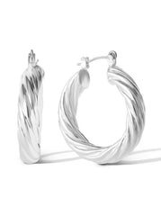Thick Twisted Hoop Earrings in Silver | Jessica Simpson Accessories