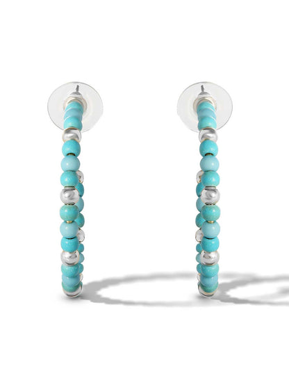Turquoise Bead Hoop Earrings in Silver | Jessica Simpson Accessories