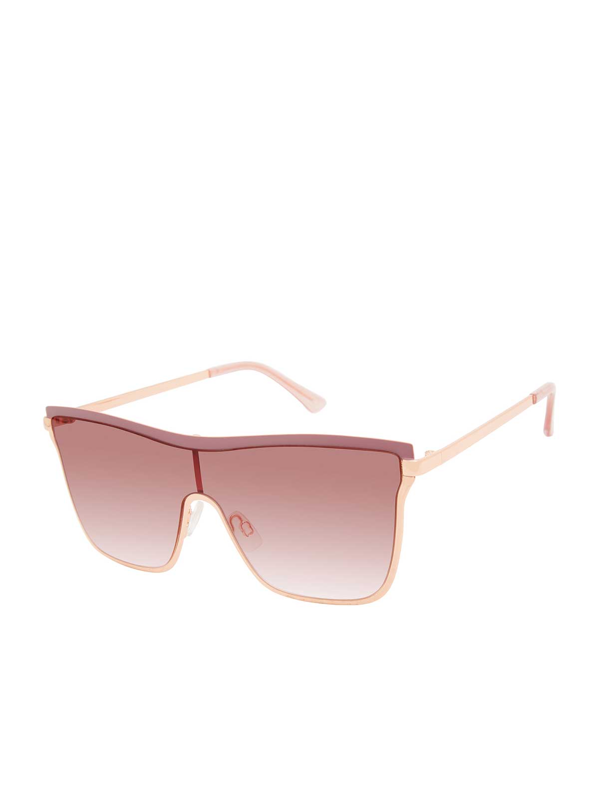 Chic Metal Square Shield Sunglasses in Rose Gold & Rose | Jessica Simpson Accessories