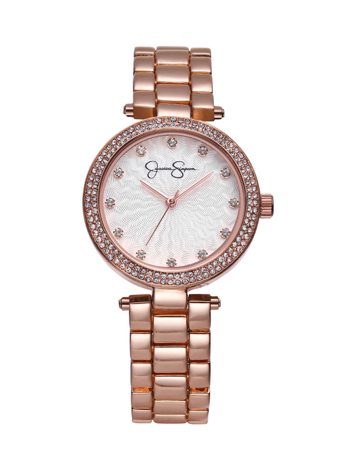 Crystal Textured Dial Bracelet Watch in Rose Gold Tone | Jessica Simpson Accessories
