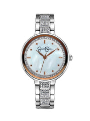 Crystal & Genuine Mother Of Pearl Dial Watch in Silver Tone | Jessica Simpson Accessories