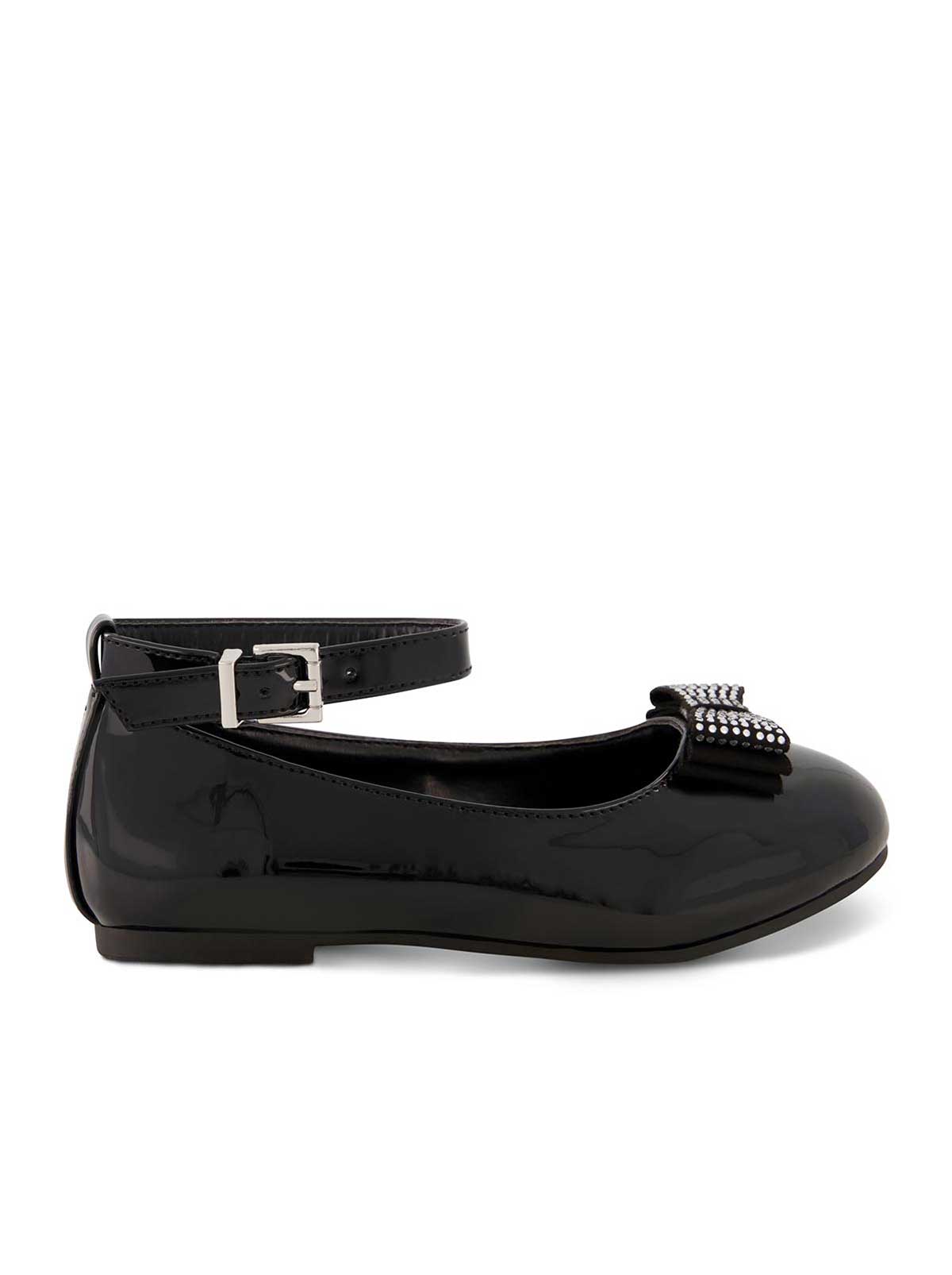 Girls' Amy Jeweled Bow Ballet Flat With Strap in Black | Jessica Simpson Women