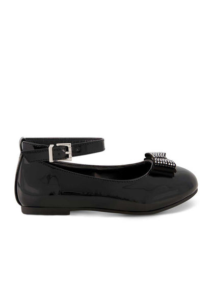 Girls' Amy Jeweled Bow Ballet Flat With Strap in Black | Jessica Simpson Women