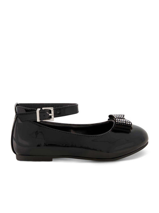Girls' Amy Jeweled Bow Ballet Flat With Strap in Black | Jessica Simpson Women