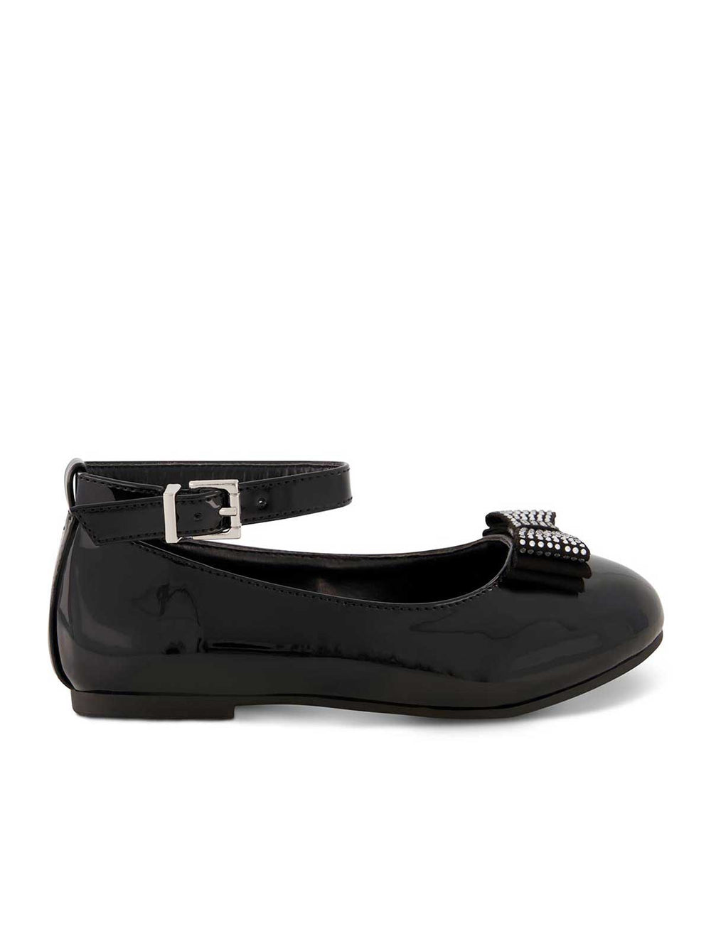 Girls' Amy Jeweled Bow Ballet Flat With Strap in Black | Jessica Simpson Women
