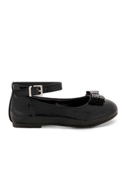 Girls' Amy Jeweled Bow Ballet Flat With Strap in Black | Jessica Simpson Women