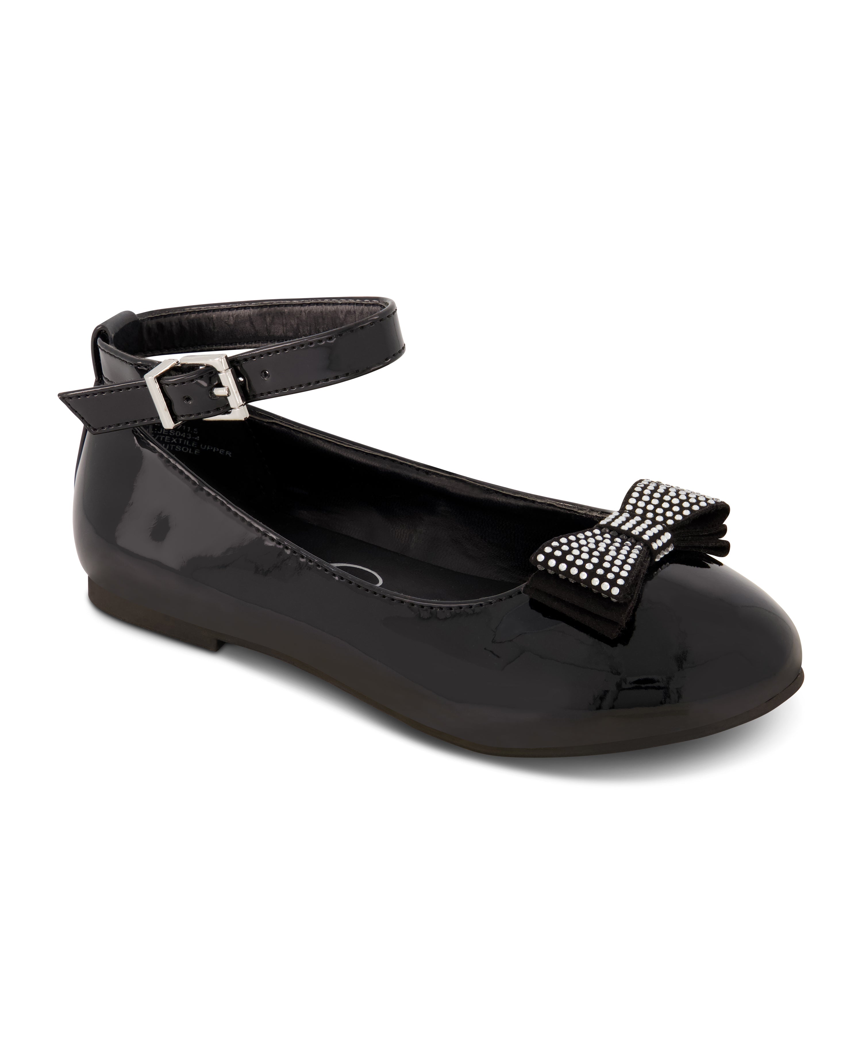 Girls' Amy Jeweled Bow Ballet Flat With Strap in Black | Jessica Simpson Women