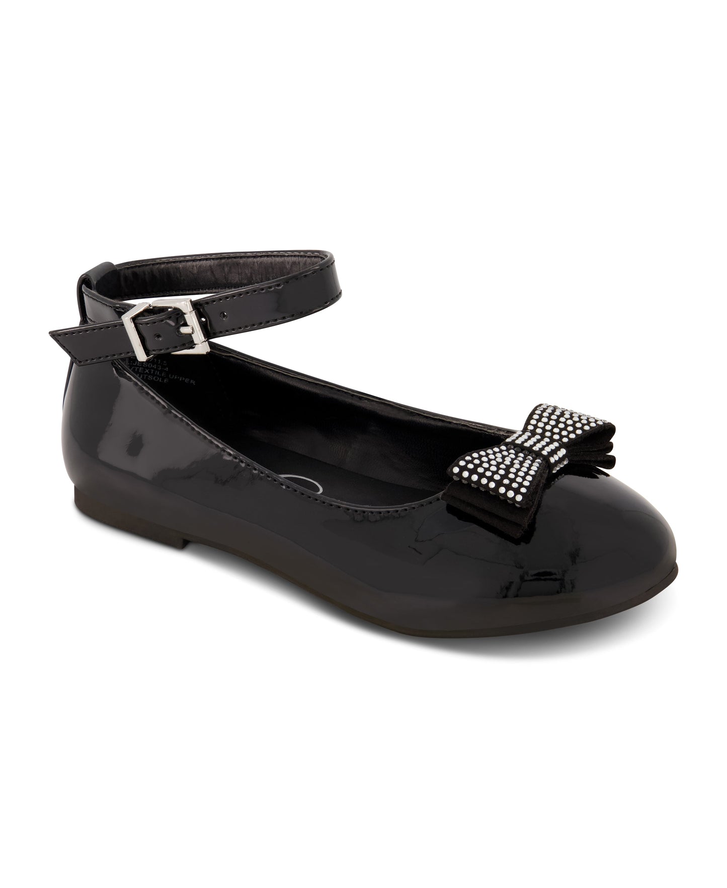 Girls' Amy Jeweled Bow Ballet Flat With Strap in Black | Jessica Simpson Women