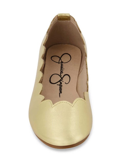 Girls' Amy Scallop Ballet Flat in Gold | Jessica Simpson Women