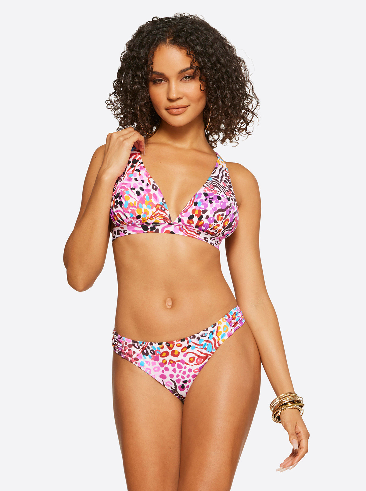 French Exit Full Support Triangle Bra in Pink Multi | Jessica Simpson Women