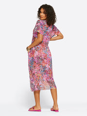 French Exit Long Swim Cover Up in Pink Multi | Jessica Simpson Women