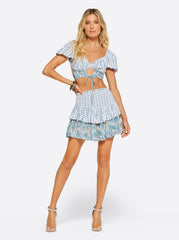 Sweetness Overload Two Tier Ruffle Skirt in White Multi | Jessica Simpson Women