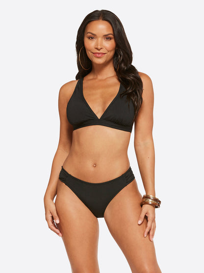 Textured Solids Full Support Triangle Bra in Black | Jessica Simpson Women