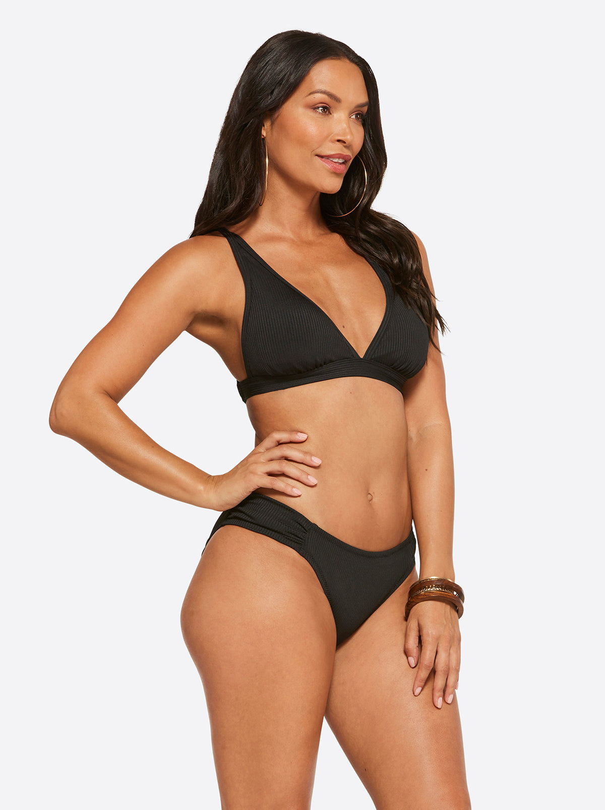 Textured Solids Full Support Triangle Bra in Black | Jessica Simpson Women