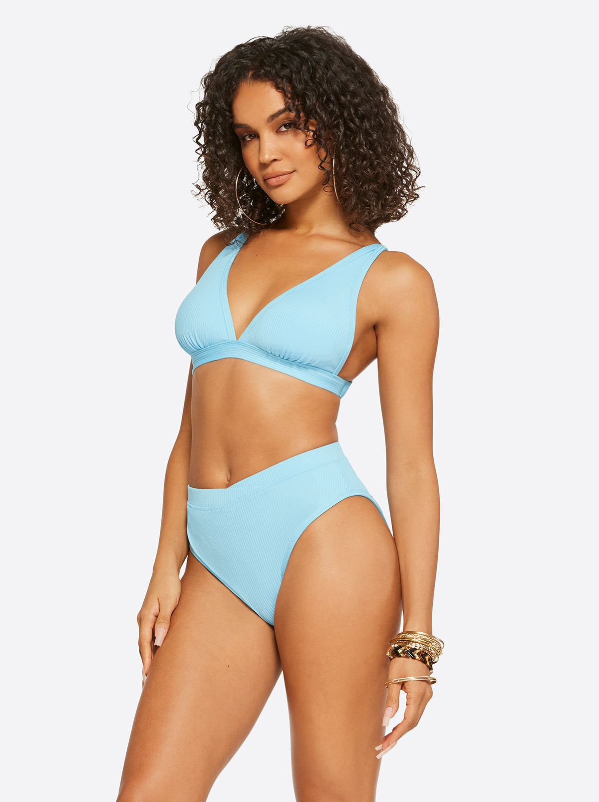 Textured Solids Full Support Triangle Bra in Sky | Jessica Simpson Women
