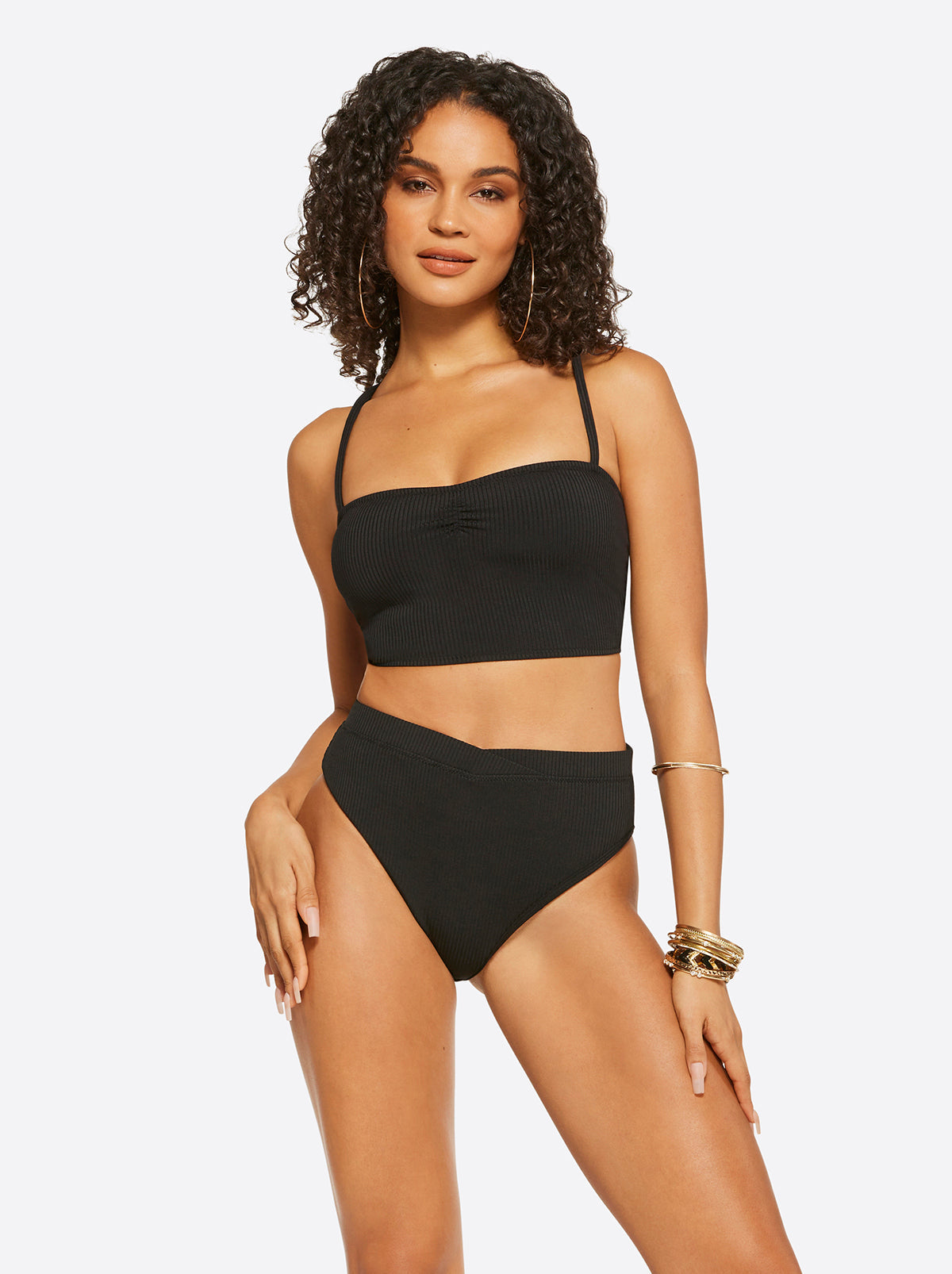 Textured Solids Open Back Tank in Black | Jessica Simpson Women