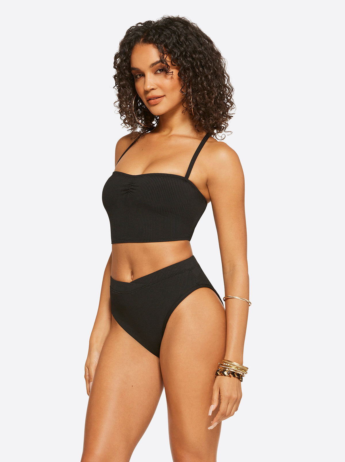 Textured Solids Open Back Tank in Black | Jessica Simpson Women
