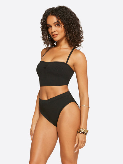 Textured Solids Open Back Tank in Black | Jessica Simpson Women