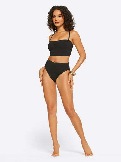 Textured Solids Open Back Tank in Black | Jessica Simpson Women