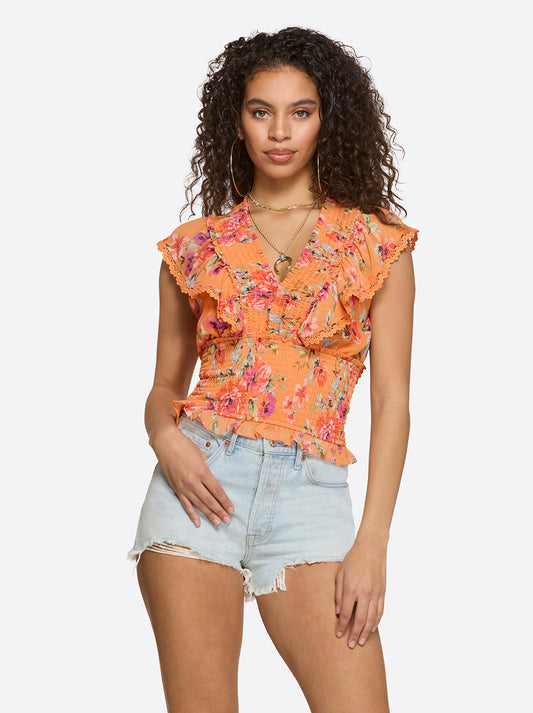 Lilianna Top in Watercolor Roses | Jessica Simpson Women