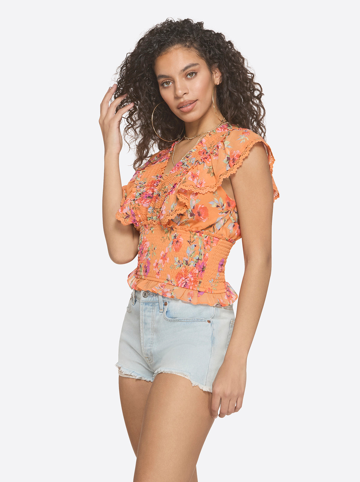 Lilianna Top in Watercolor Roses | Jessica Simpson Women