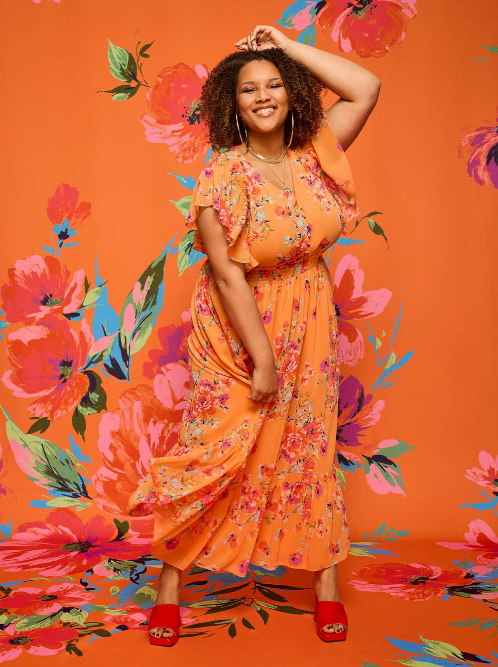 Althea Maxi Dress in Watercolor Roses | Jessica Simpson Women