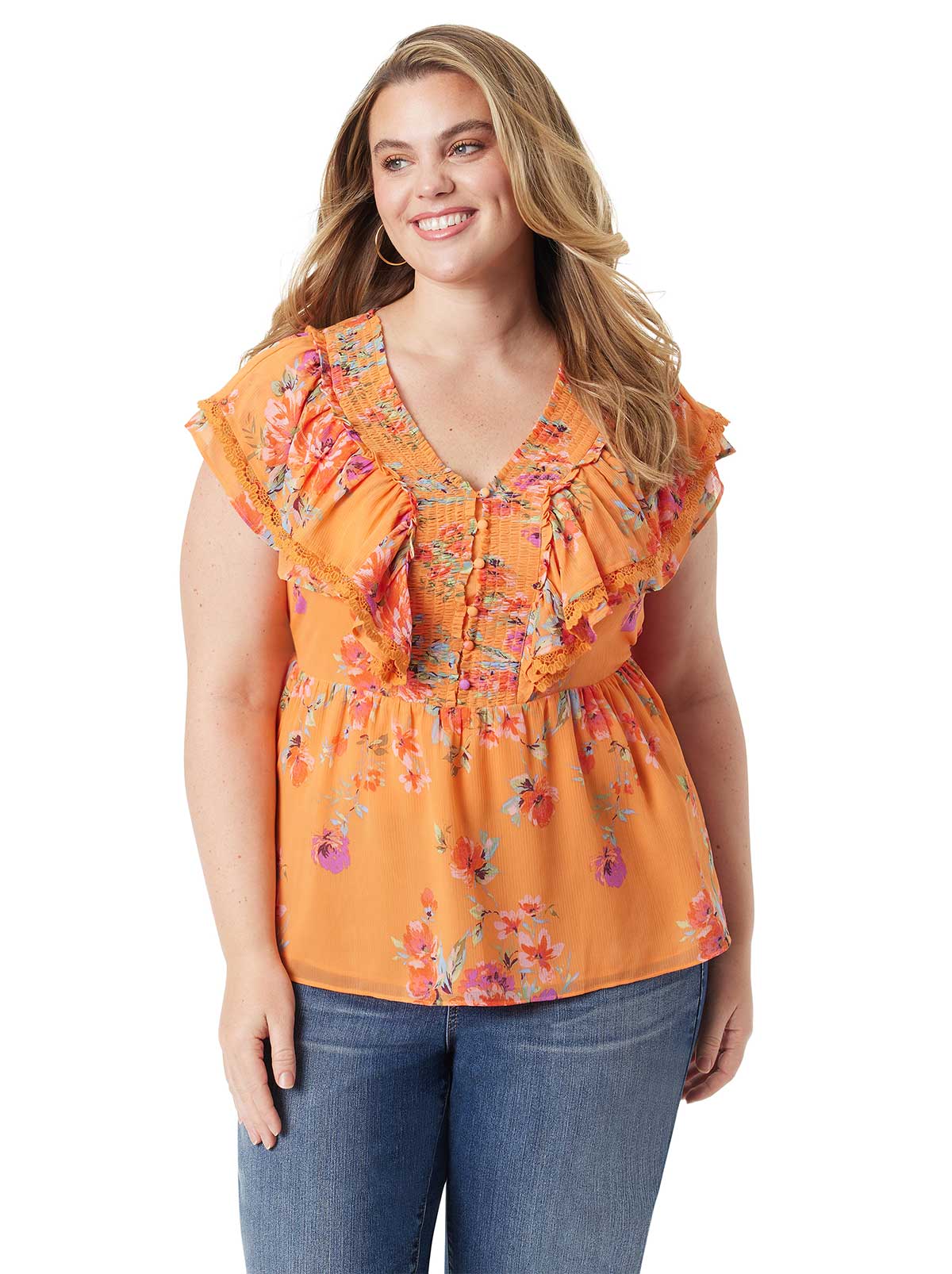 Nori Top in Watercolor Roses | Jessica Simpson Women