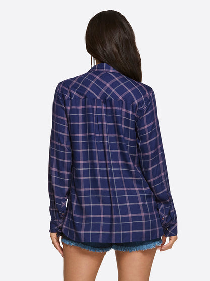 Petunia Shirt in Ocean Cavern Plaid | Jessica Simpson Women
