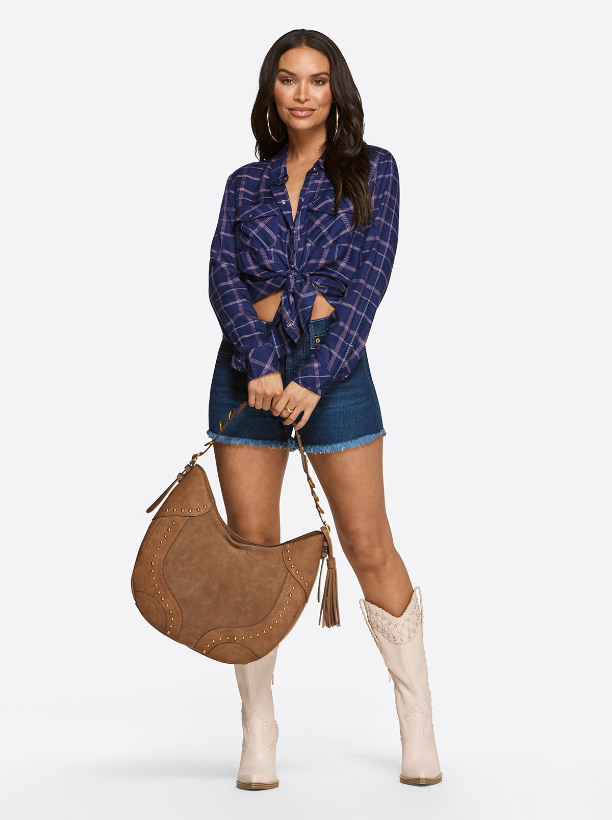 Petunia Shirt in Ocean Cavern Plaid | Jessica Simpson Women