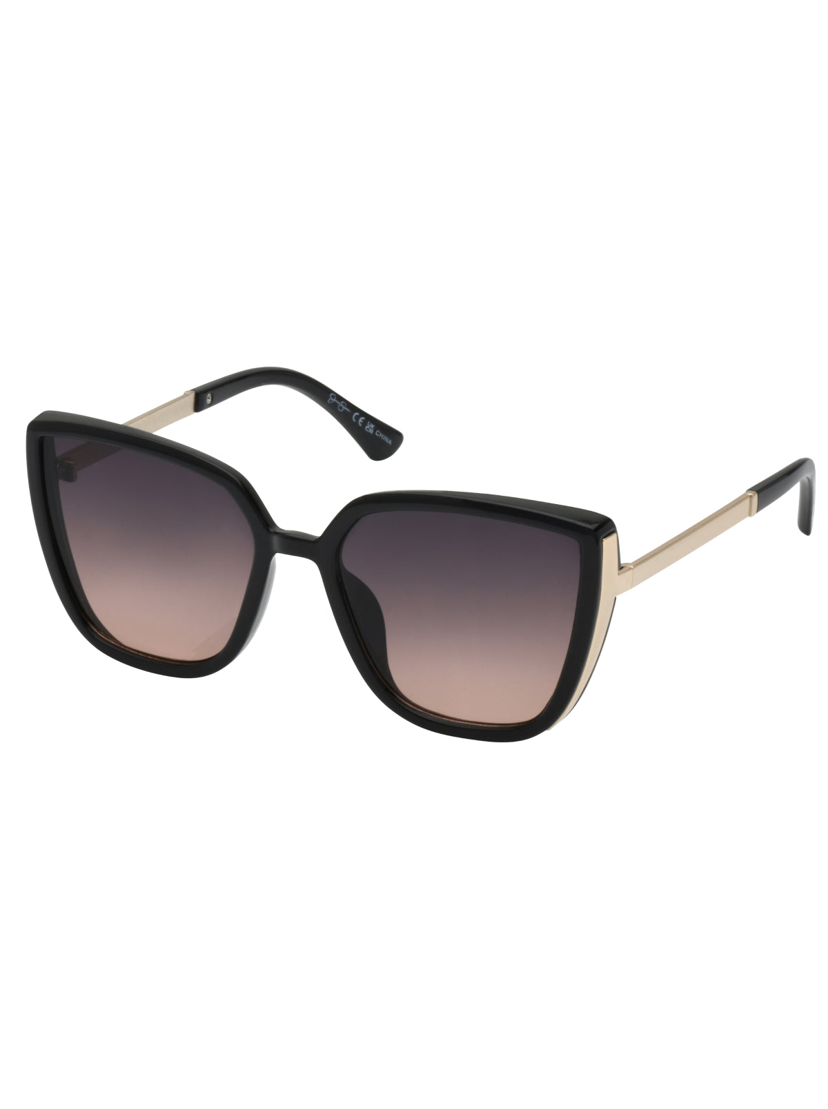 Cat Eye Sunglasses with Metal Temple in Black | Jessica Simpson Accessories