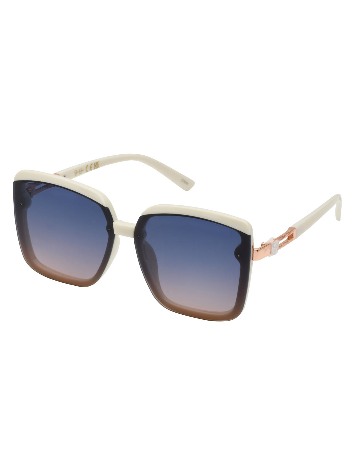 Oversized Fashionable Square Sunglasses in Cream | Jessica Simpson Accessories