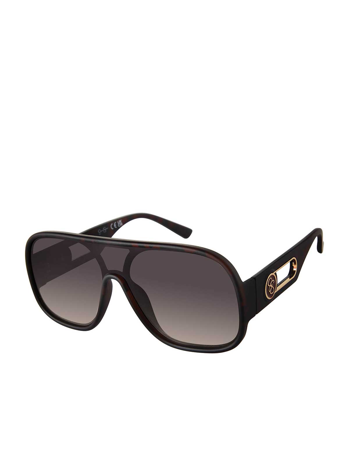 Modern Shield Aviator Sunglasses in Matte Tortoise | Jessica Simpson Accessories